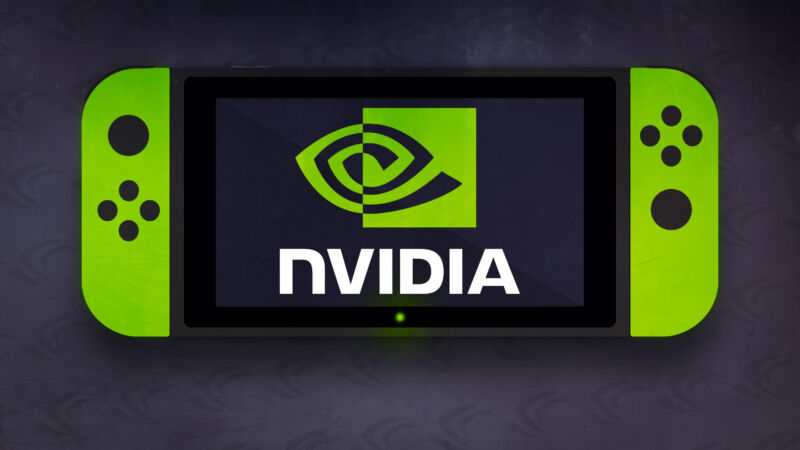 The Nvidia logo is photoshopped onto a mobile gaming console.