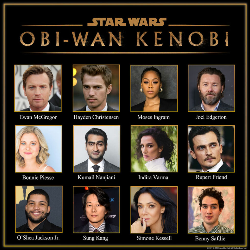 Announced cast thus far for <em>Star Wars: Obi-Wan Kenobi</em>. No CGI announcements for other series characters just yet.