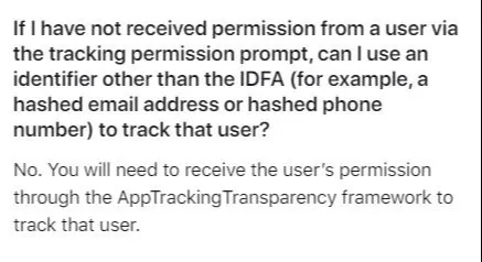 An excerpt from Apple’s new rules on mobile tracking.