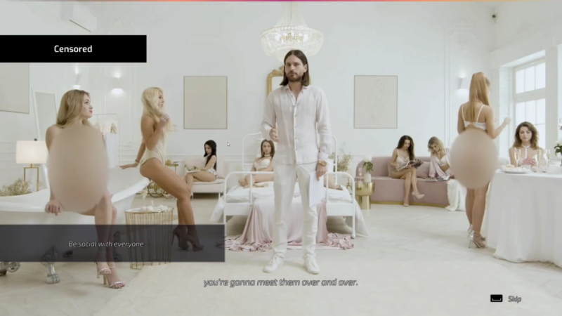 An image from the censored version of <em>Super Seducer 3</em> suggests the kinds of "sexually explicit images of real people" that are apparently not allowed on Steam.