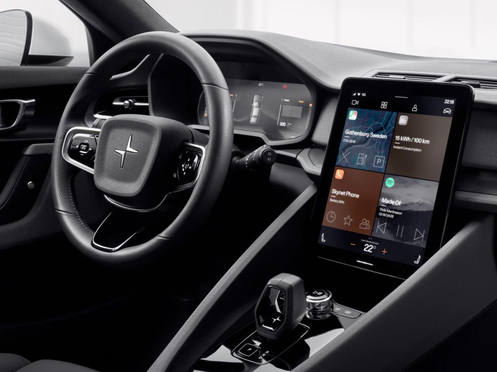 The Polestar 2 interior asks "What if we just glued an iPad to the dashboard?"