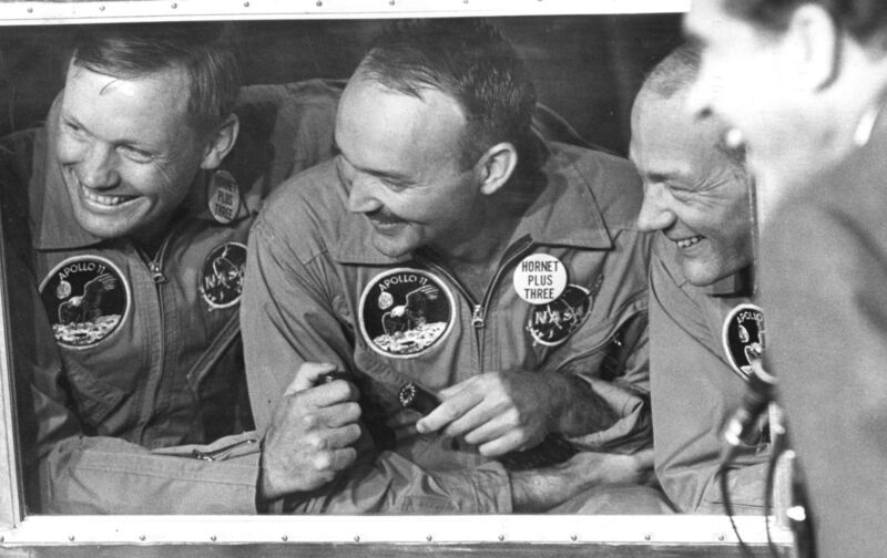 Three astronauts are the happiest men in history.