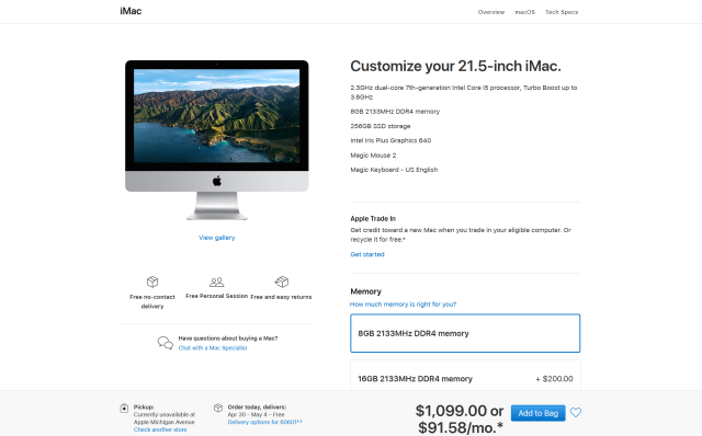 El iMac de 21,5 pulgadas todavía está a la venta en Apple Store.