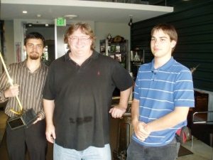 Boycott leaders Walking_Target and Agent of Chaos with Valve Co-Founder and CEO Gabe Newell (center).