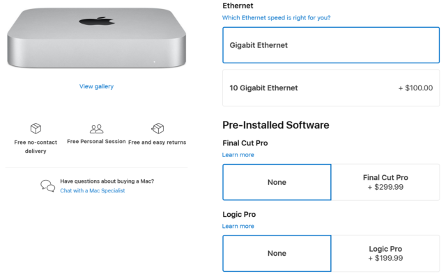 The new Ethernet configuration option for the Mac mini.