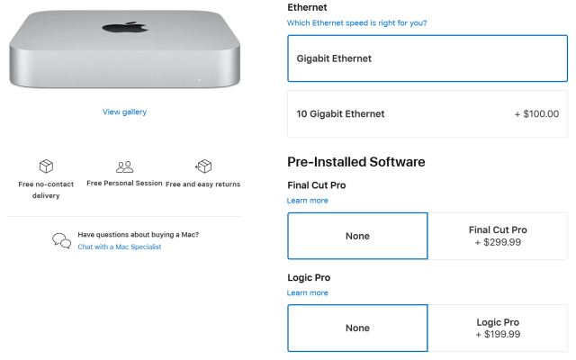 Nueva opción de configuración de Ethernet para Mac mini.