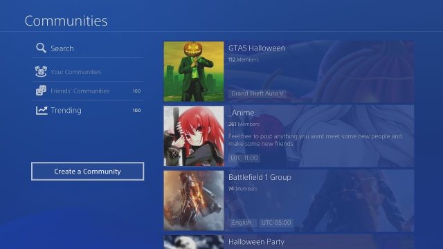 A few examples of PS4 Communities that were available before their shutdown last week.