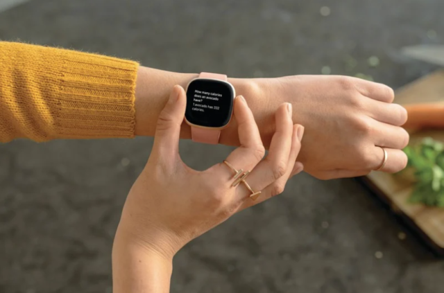 The Fitbit Versa 3 smartwatch.