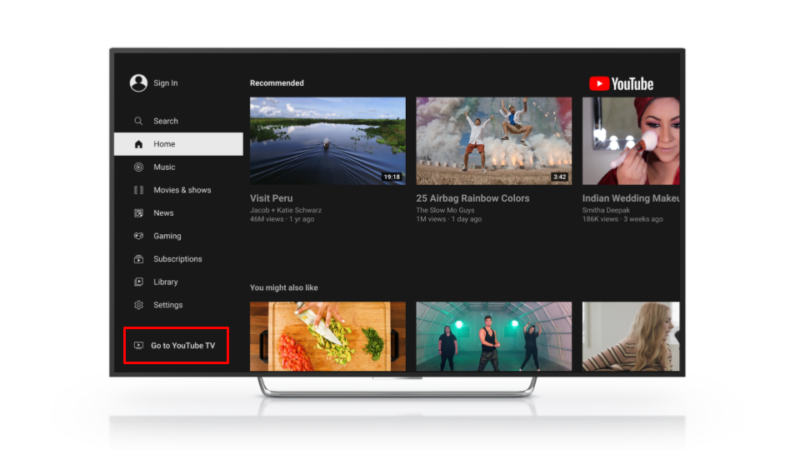 Youtube on sale tv app