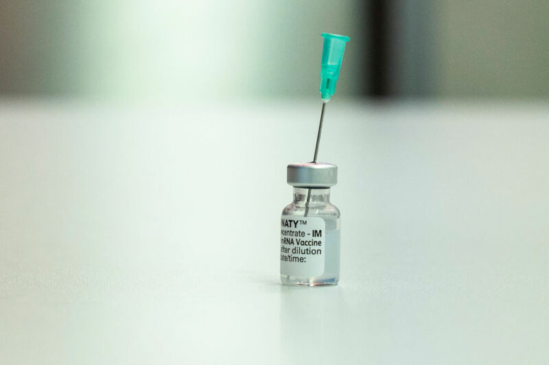 A Vial With The Pfizer Biontech Vaccine.