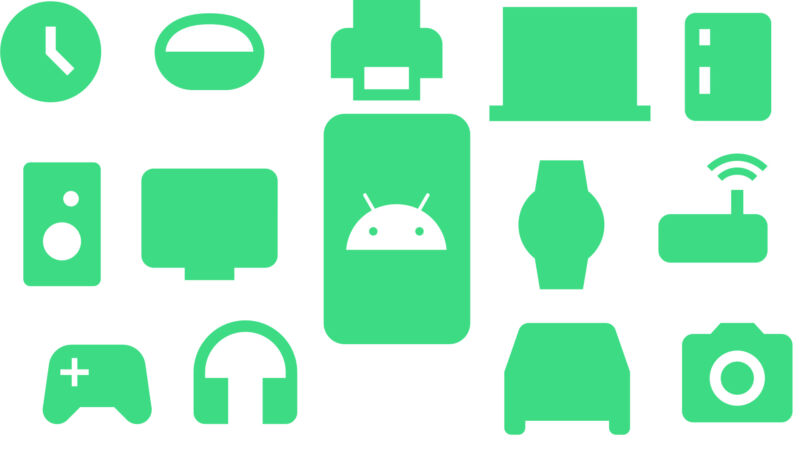 A collage of Google icons.