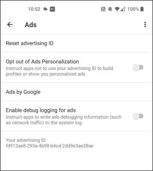 Android's ad-tracking opt-out checkbox.