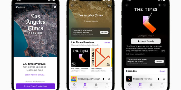 photo of Apple’s podcast subscriptions went live today—with a 30 percent cut image