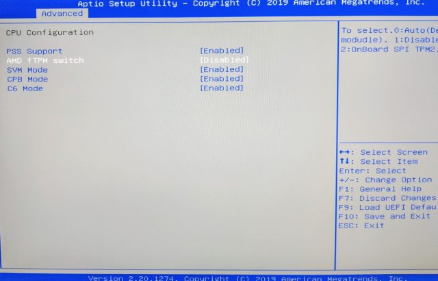 fTPM support was disabled by default on this Asrock server board, but enabling it was a breeze—and the firmware-based TPM it provides satisfies Windows requirements just fine.