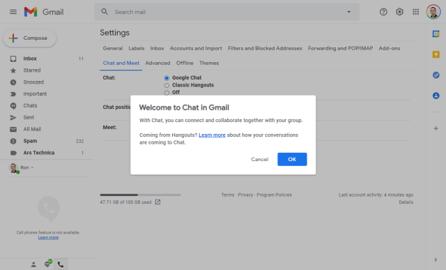 Google Workspace Updates: New integrated view for Gmail features email,  Google Meet, Google Chat, and Spaces in one place