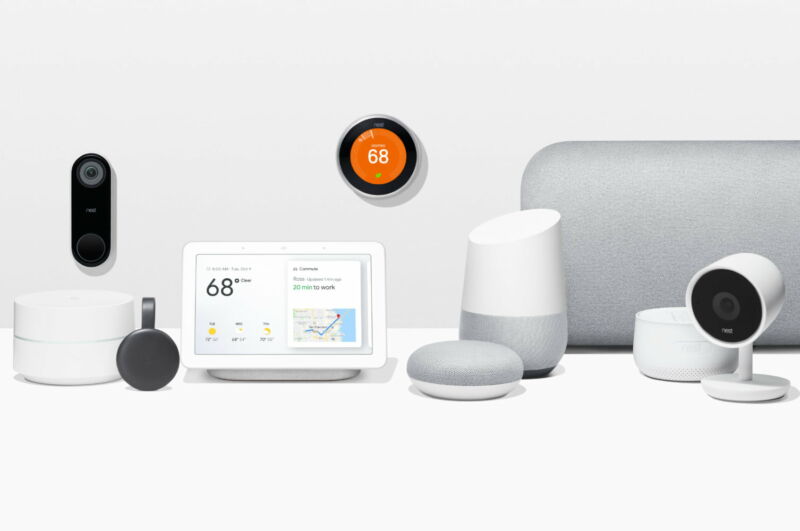 Alguns dos produtos mais antigos do Google Nest