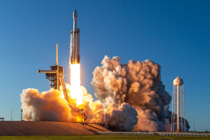 Photo Of A Falcon Heavy Rocket Launch.