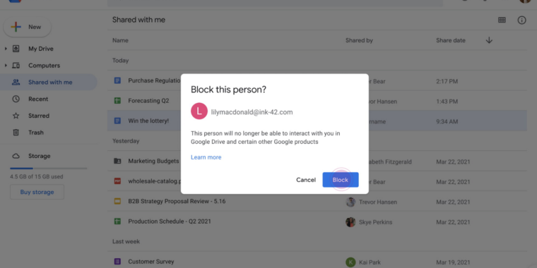 Google is finally doing something about Google Drive spam | Ars Technica