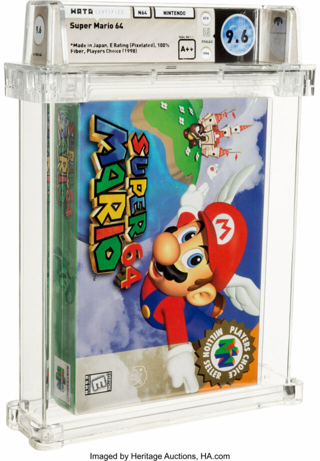 Unopened Super Mario 64 game from 1996 sells for $1.56M