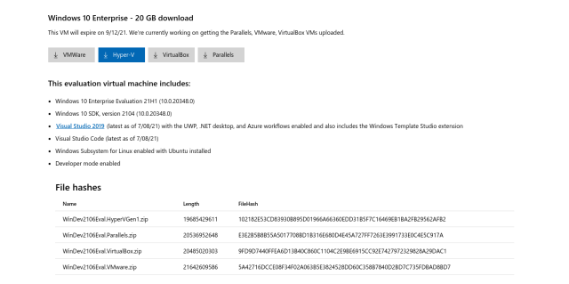 Microsoft is apparently being specific when it states that it's "working on uploading" (not creating) the missing VM images. Note that the list of lengths and hashes is fully populated.