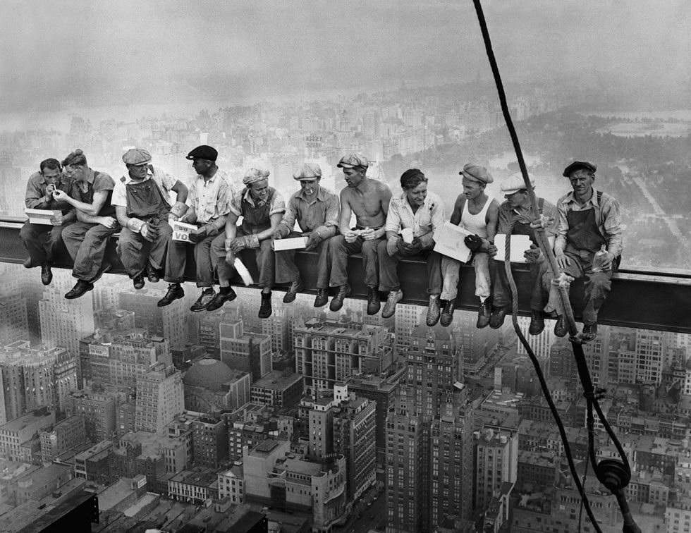 Lunch atop a skyscraper in 1932.