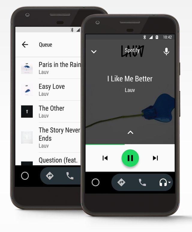 Pictures of Android Auto for phone screens.