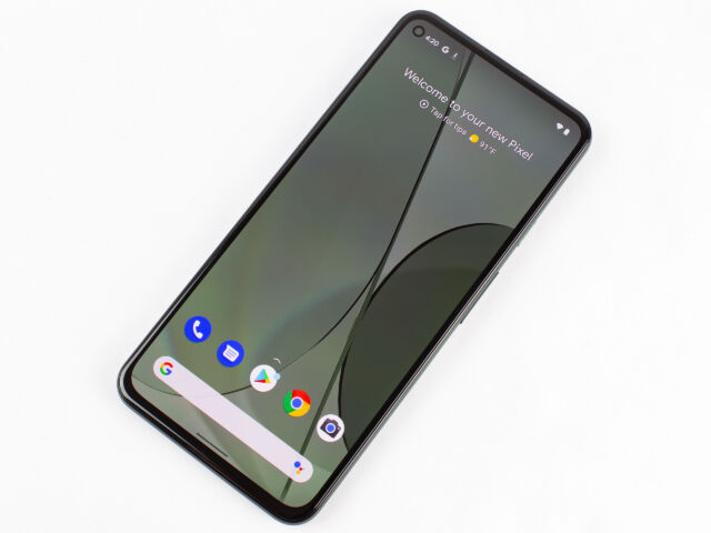 The front of Google's Pixel 5a. It has a great design, camera, and software for any price point, let alone $400.