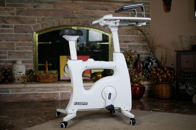 The Flexispot desk bike is surprisingly comfortable and a welcome way to stay active while working.