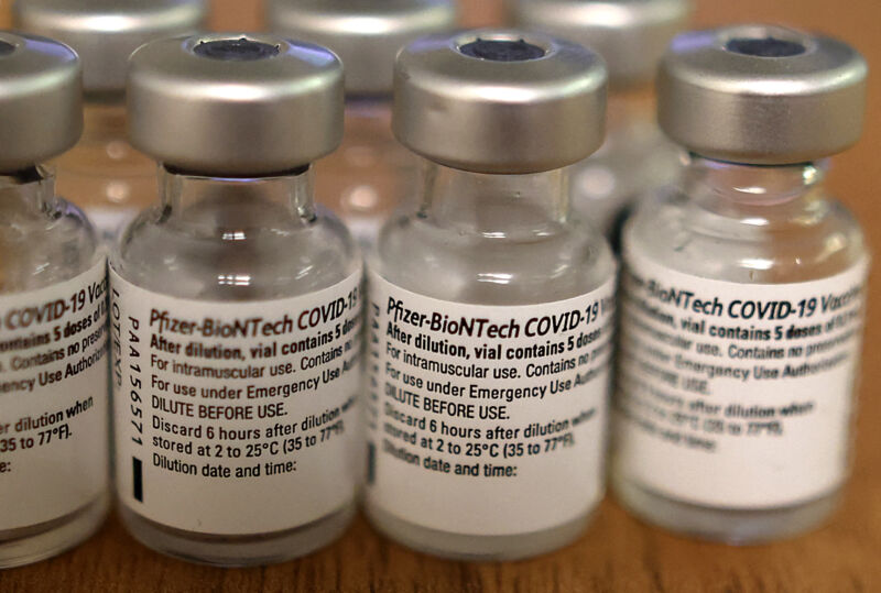 Empty Pfizer-BioNTech COVID-19 vaccine vials 