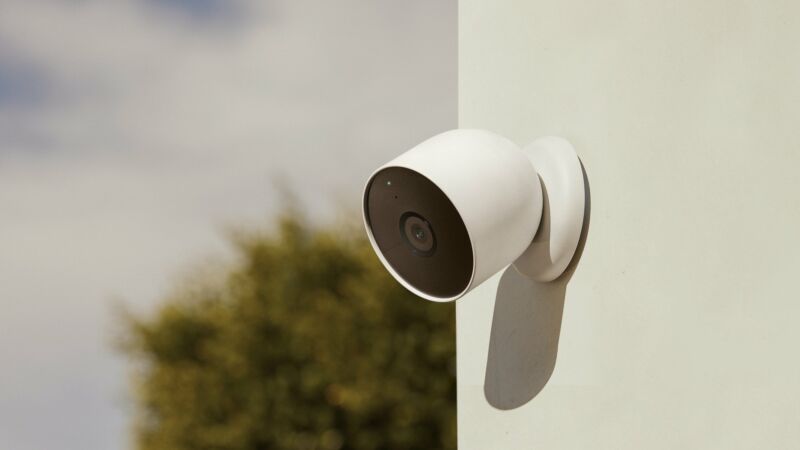 The indoor/outdoor, battery-powered (or wired) Google Nest Cam with battery. 