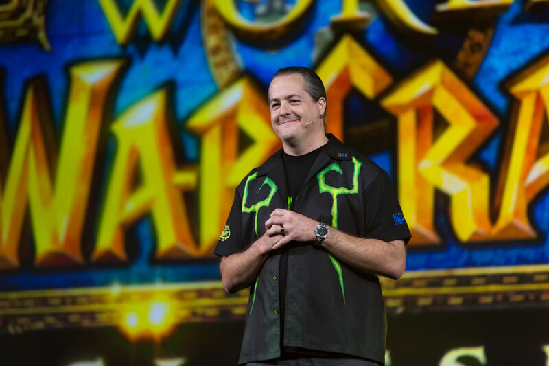 Brack promoting <em>World of Warcraft</em> onstage at Blizzcon 2017.