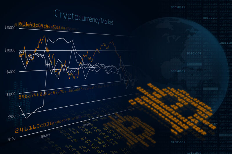 Collage of line graph next to computerized monster.