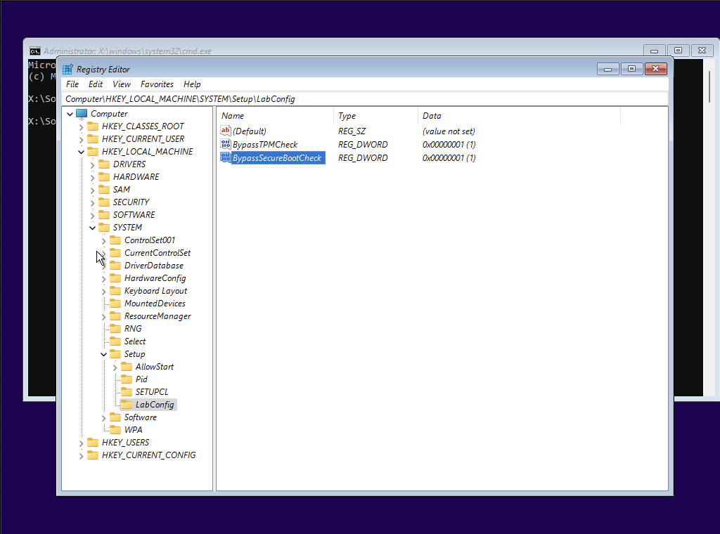 The registry edits you can make while booted from a Windows 11 USB key or DVD to enable installation on unsupported systems—at least for now.