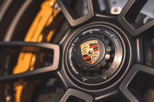 A Porsche 911 GTS center lock wheel