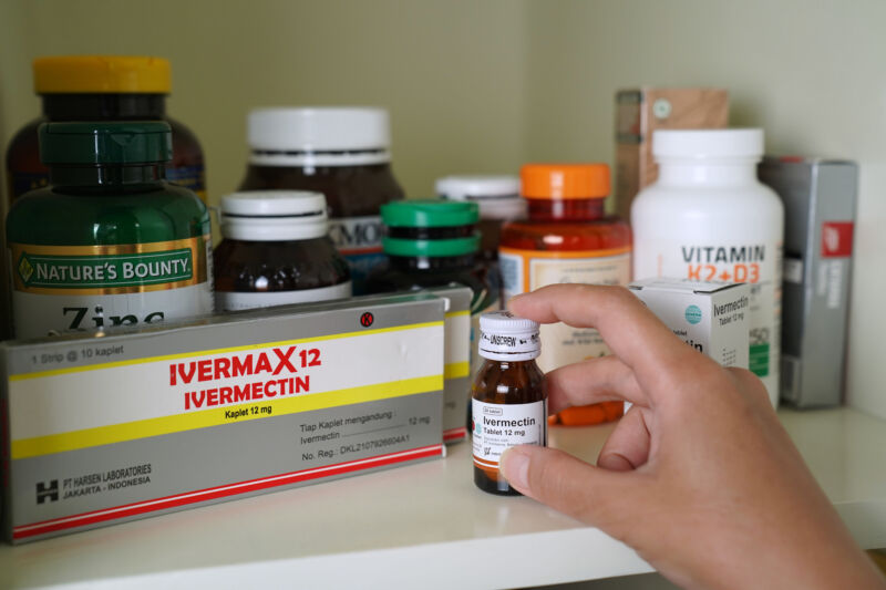 A box and container of ivermectin.