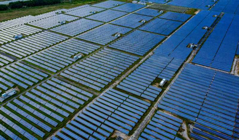 Image of a massive solar farm.