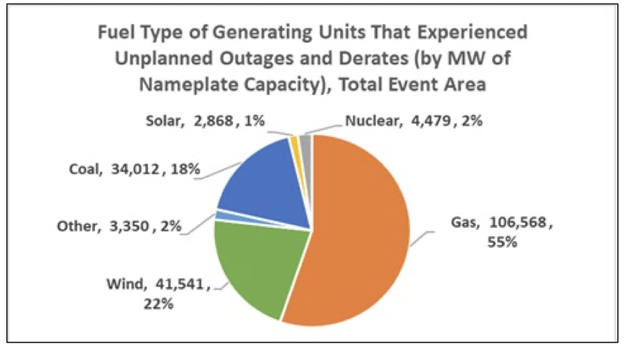 When everything's to blame. Graph shows that every source of generating capacity experienced outages.