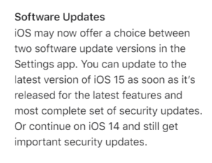 Apple will continue to release security updates for iOS 14, at least for now. 