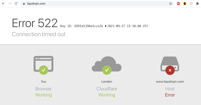LiquidVPN website throwing timeout errors for days. 