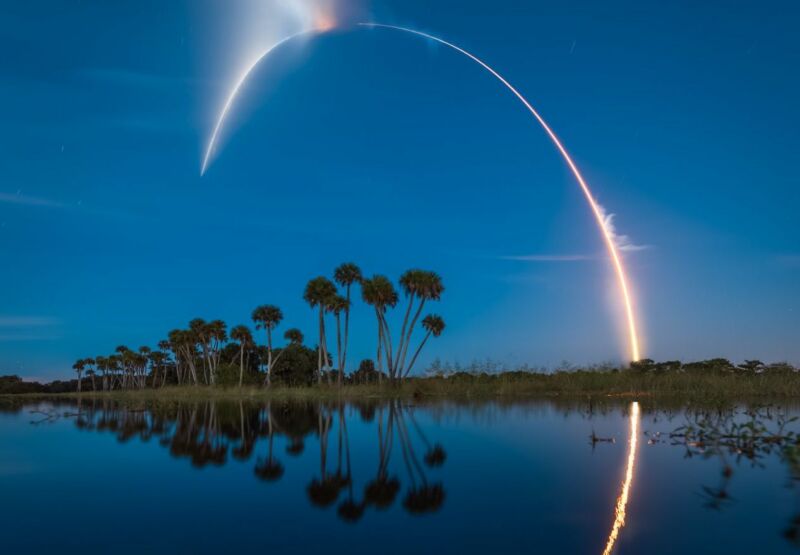 Light streaks across the sky.