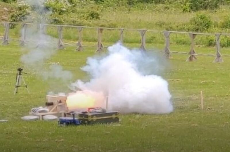 Researchers tested medieval gunpowder recipes in this replica of an early 15th-century stone-throwing cannon.