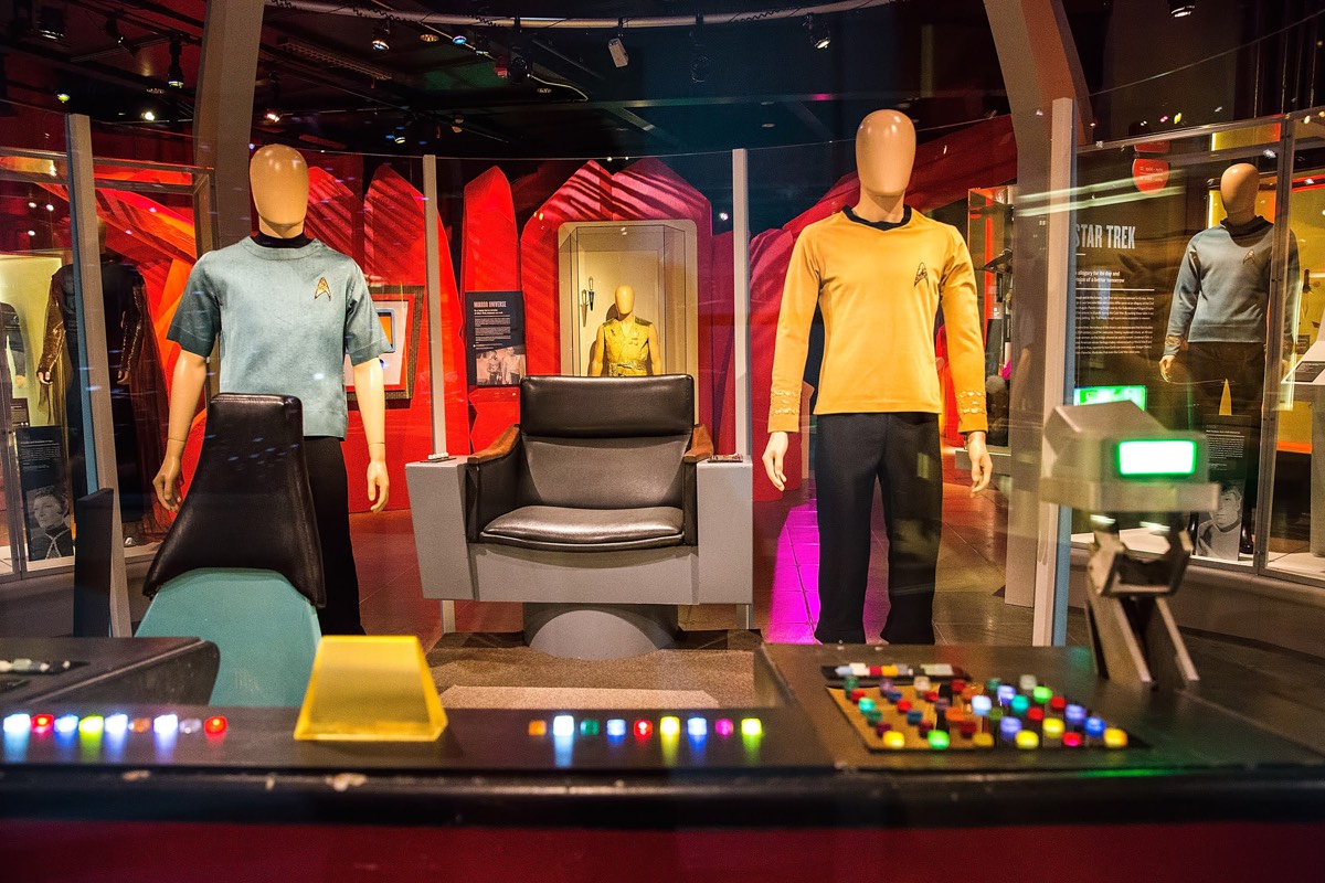 Installation display: Captain Kirk's command chair and restored navigation console.