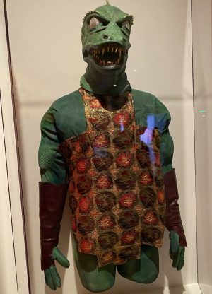 Costume from Star Trek franchise is displayed in a museum.