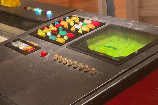 Detail of the restored navigation console.