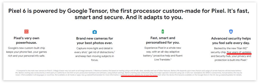 The Pixel 6 Is Getting Five Years Of Updates, But The Fine Print Clarifies That The Updates Are Security-Related Only. 