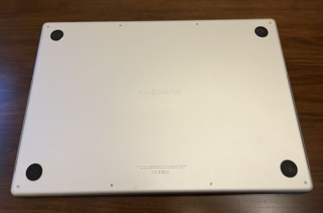 Apple has etched "MacBook Pro" on the bottom of the machine.