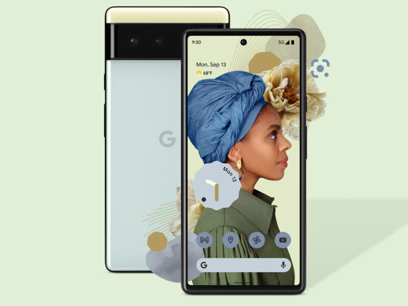 The greenish  Pixel 6.