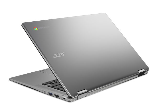 Le Chromebook Spin 314 moins cher semble avoir un logo Chromebook coloré, contrairement au Spin 514.