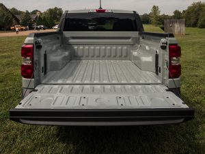 An unlined Ford Maverick truck bed
