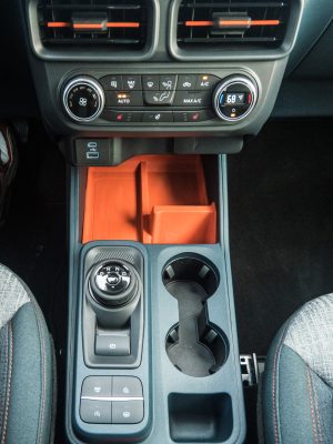 The center console of a Ford Maverick
